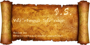 Várhegyi Sándor névjegykártya